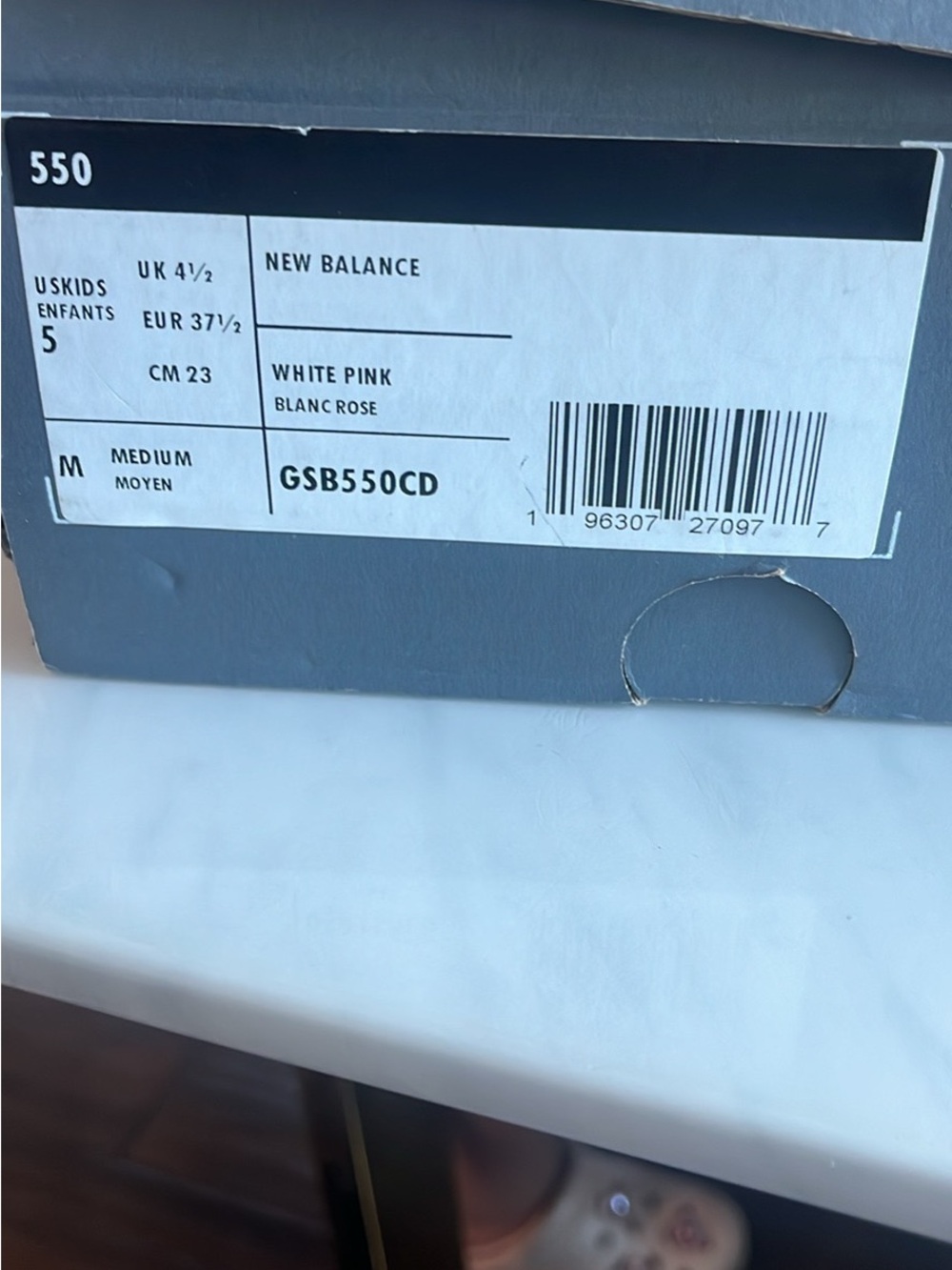 New Balance 550 Box Label - White & Pink